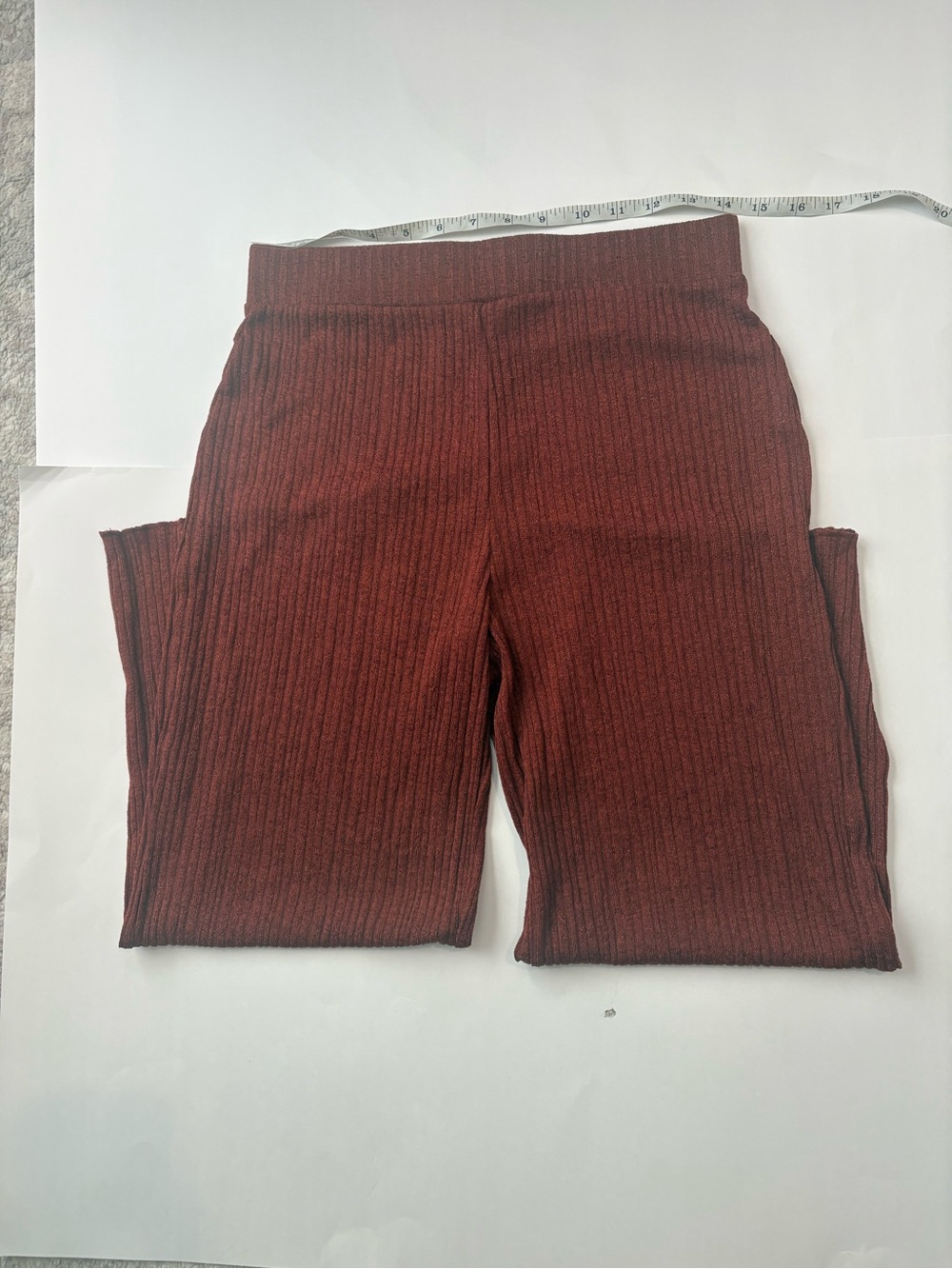 Zara Ribbed Wide-Leg Pants - Rust Brown - Picture 6 of 6